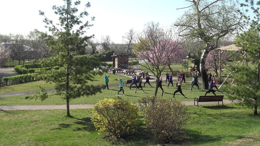 practica yoga in parc